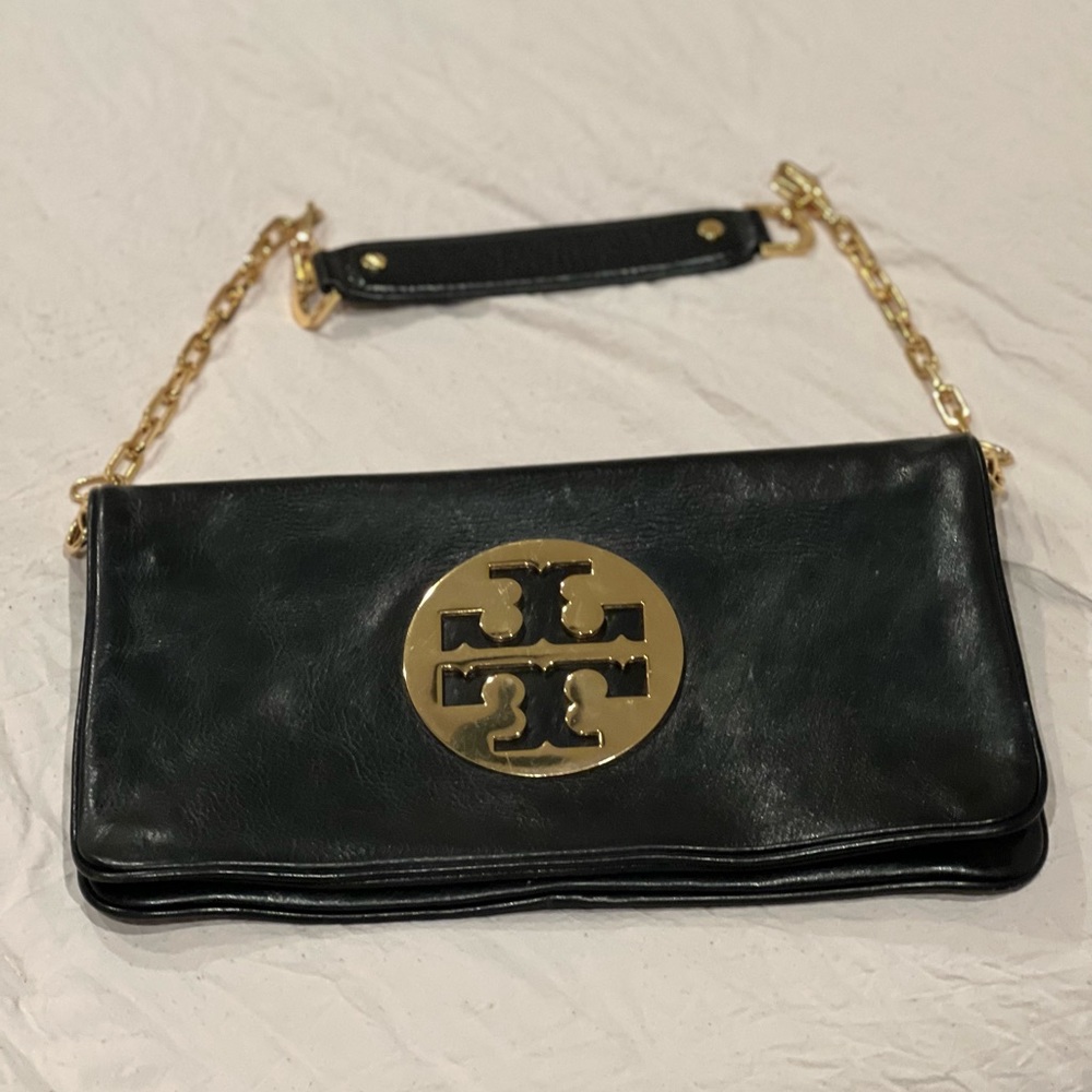 Tory Burch black clutch with shoulder strap